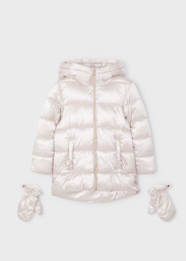 Mini Lány Téli Pehely Kabát Kesztyűvel