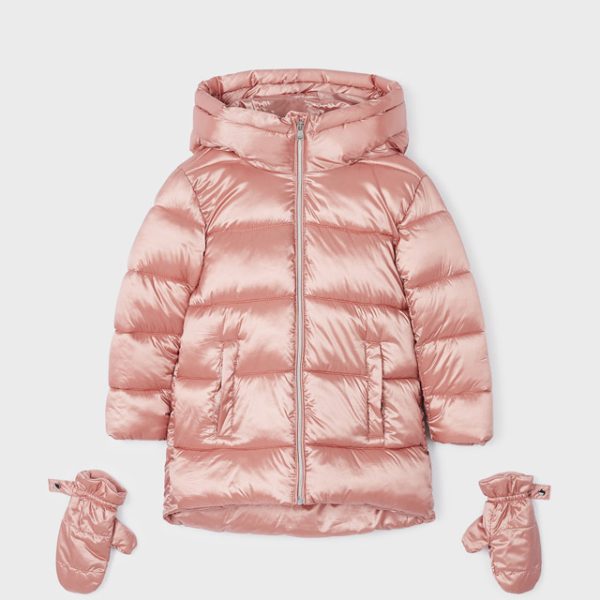 Mini Lány Téli Kabát Kesztyűvel
