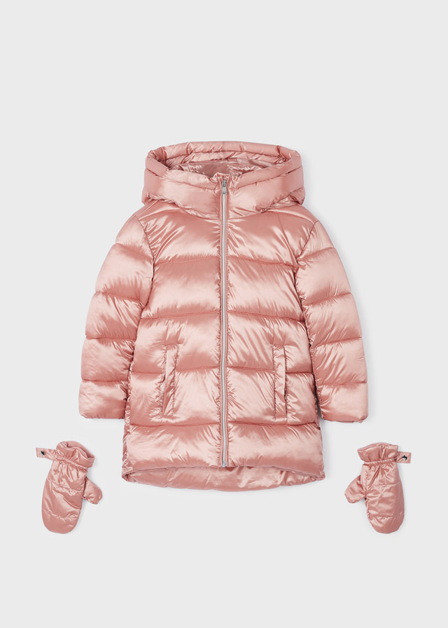 Mini Lány Téli Pehely Kabát Kesztyűvel